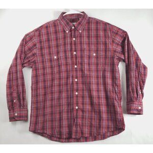 Gibson Shirt Mens Large Red Blue Western Long Sleeve Plaid Cotton
